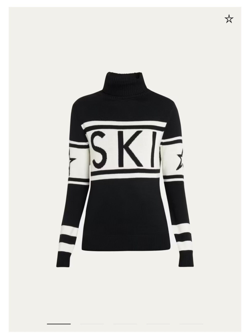 Perfect Moment Black and White 'SKI' Intarsia Turtleneck Sweater